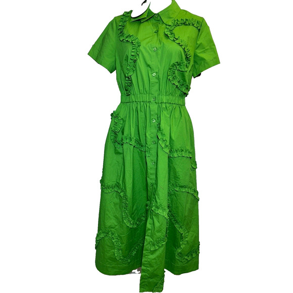 Kate Spade NY Target Ribbon Dress Medium Green Midi Shirtdress NWT - Picture 2 of 10